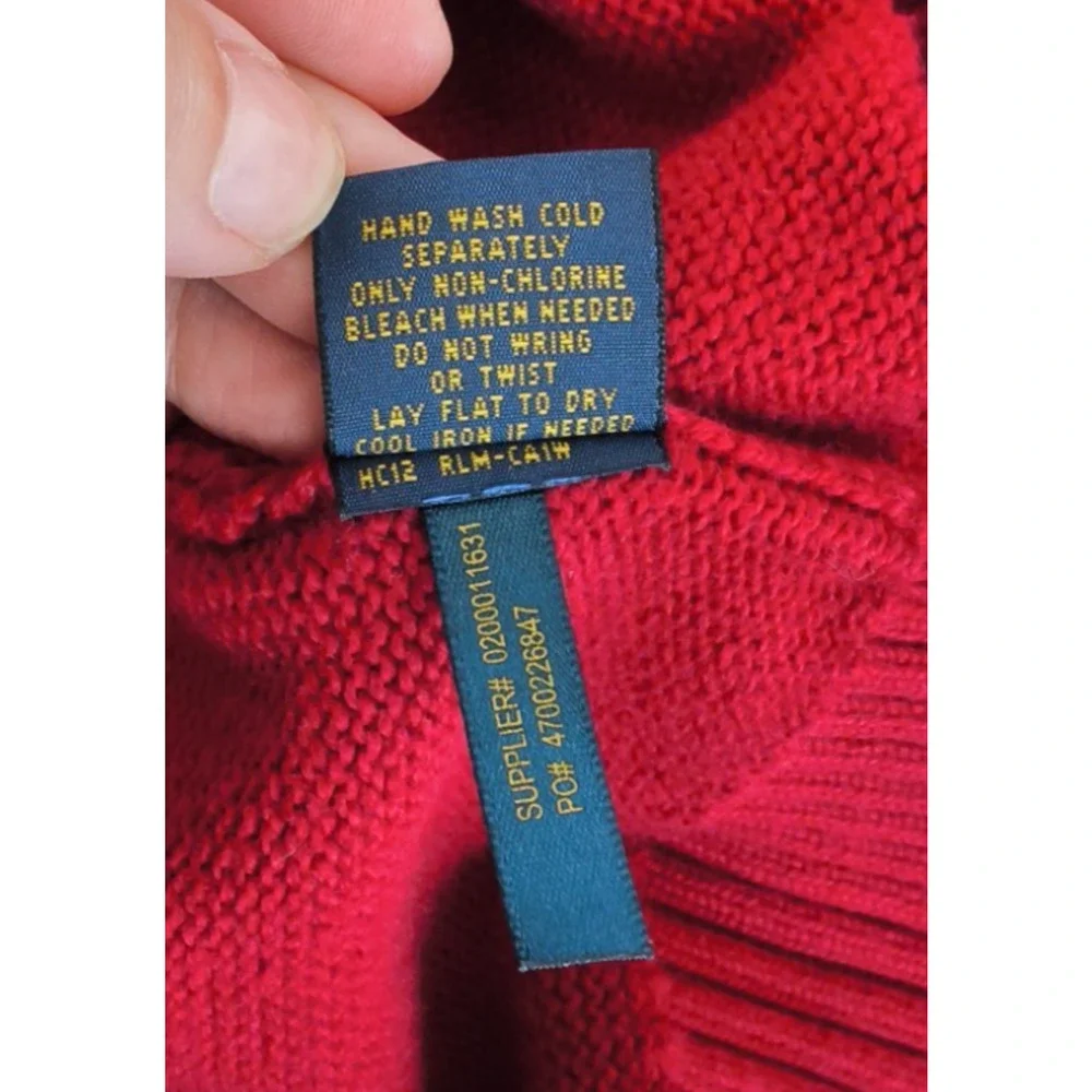 Polo Ralph Lauren 1/4 Zip Knit Sweater Men's Size S Red Logo #W5357